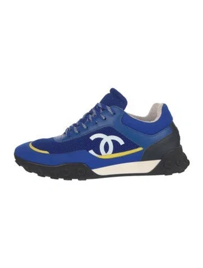 Pre-owned Chanel 2019 Interlocking Cc Logo Sneakers In Blue