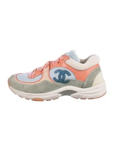 Pre-owned Chanel 2019 Interlocking Cc Logo Sneakers In Blue