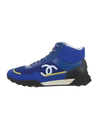 Pre-owned Chanel 2019 Interlocking Cc Logo Sneakers In Blue