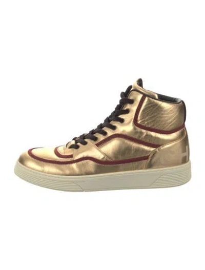 Pre-owned Chanel 2019 Interlocking Cc Logo Sneakers In Gold