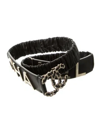 Pre-owned Chanel 2019 Interlocking Cc Logo Waist Belt In Black