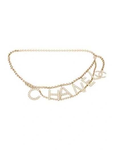 Pre-owned Chanel 2019 Interlocking Cc Logo Waist Belt In Gold