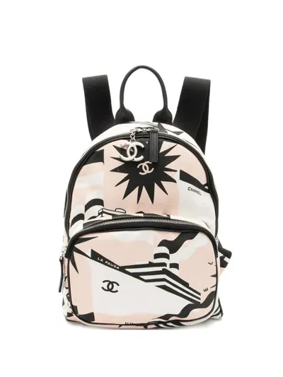Pre-owned Chanel 2019 La Pausa Bay Backpack In White