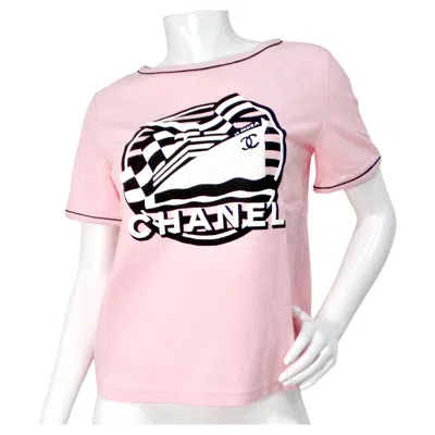 Pre-owned Chanel 2019 La Pausa Cruise Print Pink Terrycloth T-shirt