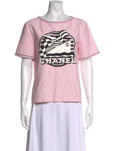 Pre-owned Chanel 2019 La Pausa T-shirt In Pink/white
