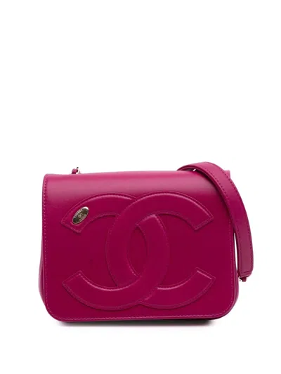 Pre-owned Chanel 2019 Lambskin Cc Mania Flap Crossbody Bag In Pink
