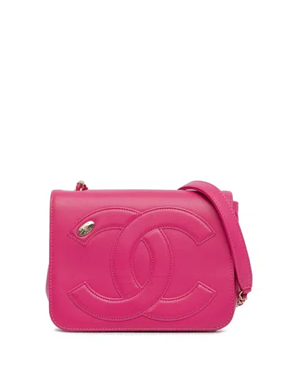 Pre-owned Chanel 2019 Lambskin Cc Mania Flap Crossbody Bag In Pink
