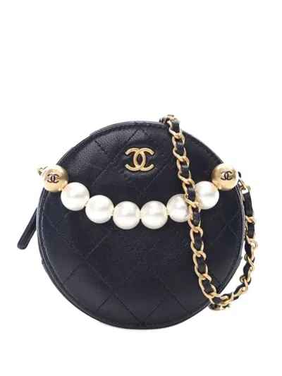 Pre-owned Chanel 2019 Lambskin Pearl Round Clutch On Chain Crossbody Bag