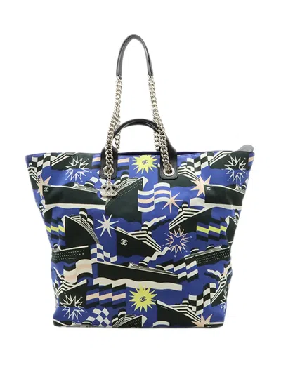 Pre-owned Chanel 2019 Large Canvas La Pausa Bay Shopping Tote Satchel In Blue