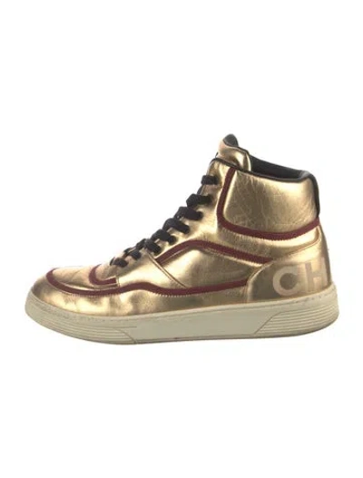 Pre-owned Chanel 2019 Leather Sneakers In Gold