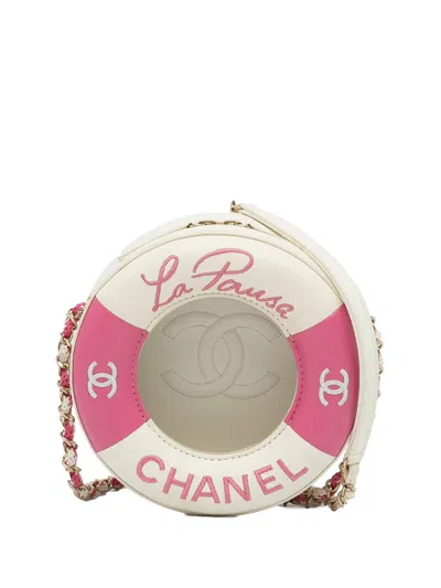 Pre-owned Chanel 2019 Lifesaver Crossbody Bag In White