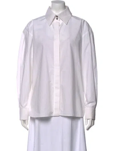 Pre-owned Chanel 2019 Long Sleeve Blouse In White