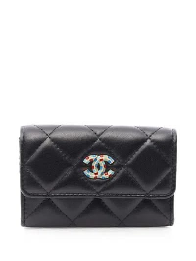 Pre-owned Chanel 2019 Matelassé Card Case In Black