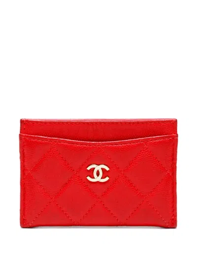 Pre-owned Chanel 2019 Matelasse Cc Mark Cardcase In Red