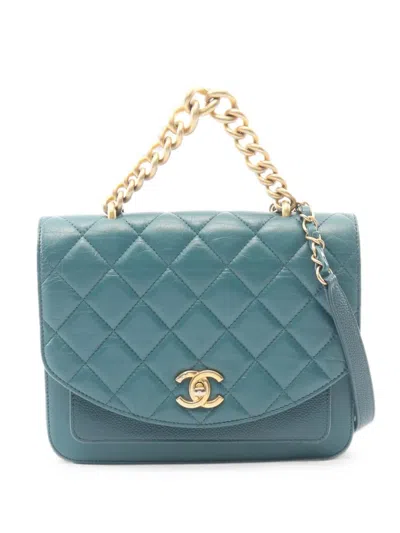Pre-owned Chanel 2019 Matelassé Chain Shoulder Bag In Blue
