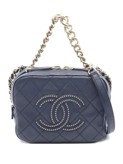Pre-owned Chanel 2019 Matelassé Coco Mark Chain Shoulder Bag In Blue