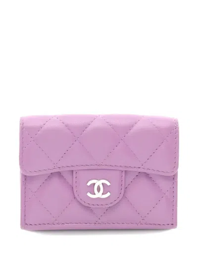 Pre-owned Chanel 2019 Matelasse Flap Wallet In Purple