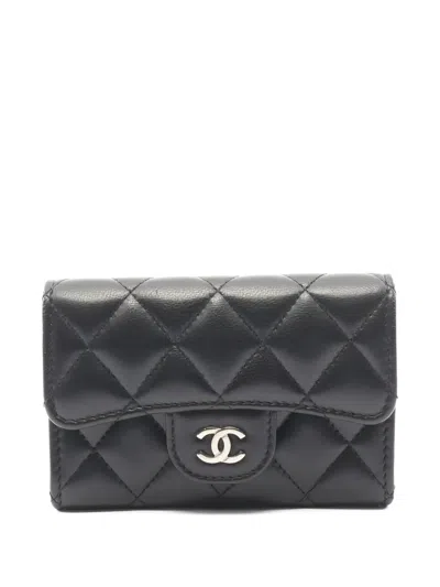 Pre-owned Chanel 2019 Matelassé Leather Wallet In Black