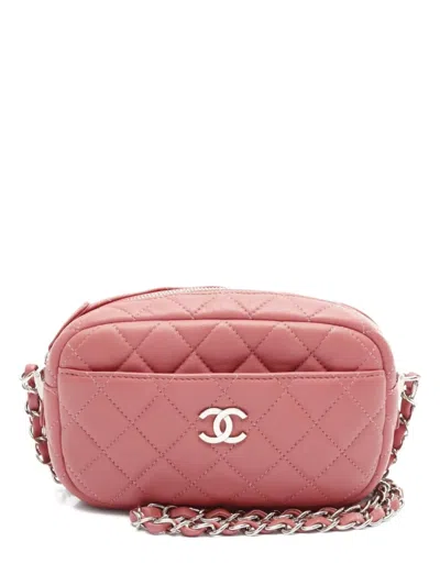 Pre-owned Chanel 2019 Matelasse Quilted Chain Cross Body Bag In Pink