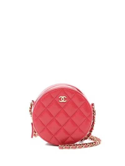 Pre-owned Chanel 2019 Matelasse Round Bag In Red