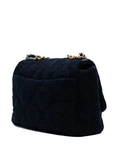 Pre-owned Chanel 2019 Maxi Tweed 19 Flap Satchel In Black