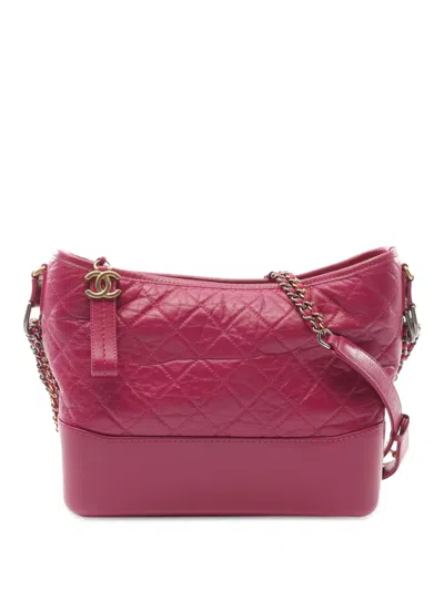 Pre-owned Chanel 2019 Medium Aged Calfskin Gabrielle Crossbody Bag In 粉色