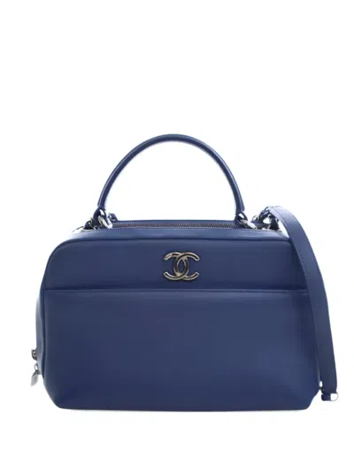 Pre-owned Chanel 2019 Medium Calfskin Trendy Cc Bowling Bag Satchel In Blue