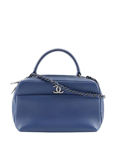 Pre-owned Chanel 2019 Medium Calfskin Trendy Cc Bowling Bag Satchel In Blue