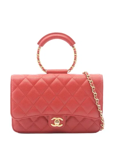 Pre-owned Chanel 2019 Medium Caviar In The Loop Flap Satchel In Red