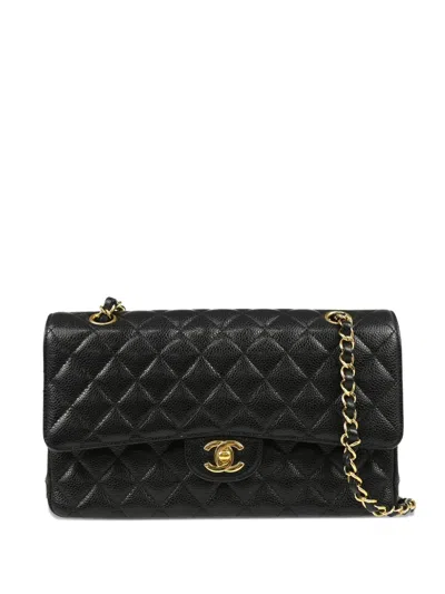 Pre-owned Chanel 2019 Medium Classic Double Flap Shoulder Bag In Black
