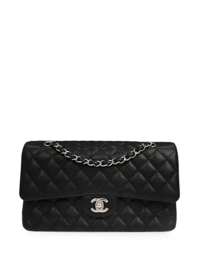 Pre-owned Chanel 2019 Medium Classic Double Flap Shoulder Bag In Black