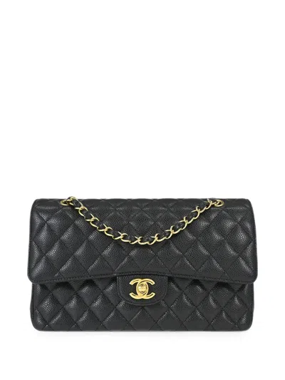 Pre-owned Chanel 2019 Medium Classic Double Flap Shoulder Bag In Black