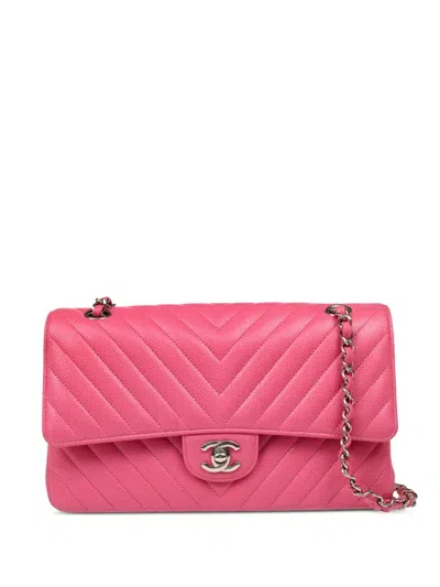 Pre-owned Chanel 2019 Medium Classic Double Flap Shoulder Bag In Pink