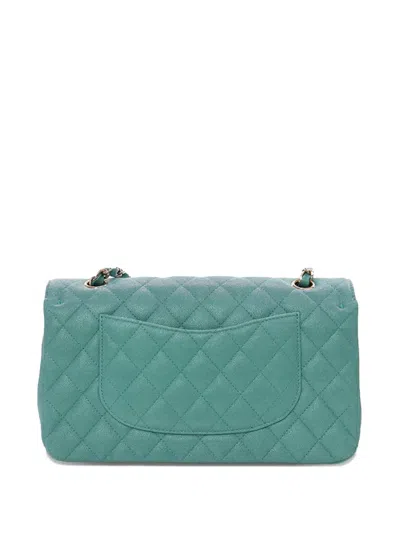 Pre-owned Chanel 2019 Medium Classic Iridescent Caviar Double Flap Shoulder Bag In Blue