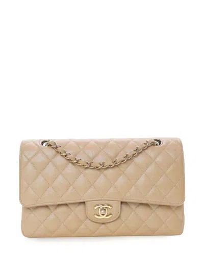 Pre-owned Chanel 2019 Medium Classic Iridescent Caviar Double Flap Shoulder Bag In Brown