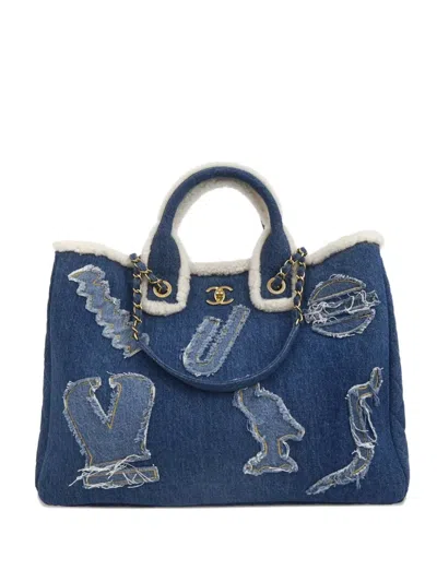 Pre-owned Chanel 2019 Medium Deauville Tote Bag In Blue