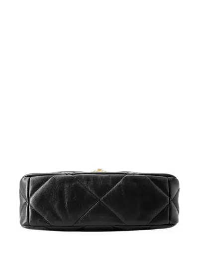 Pre-owned Chanel 2019 Medium Lambskin 19 Flap Satchel In Black