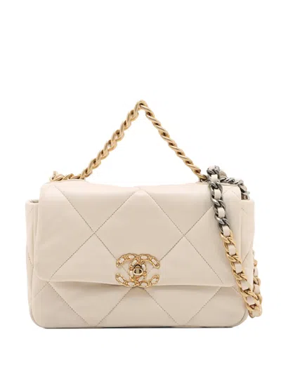 Pre-owned Chanel 2019 Medium Lambskin 19 Flap Satchel In Brown