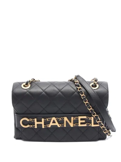 Pre-owned Chanel 2019 Medium Quilted Calfskin Enchained Flap Crossbody Bag In Black