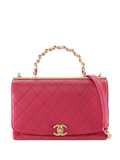 Pre-owned Chanel 2019 Medium Quilted Lambskin La Parisienne Flap Satchel In Pink