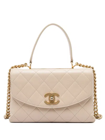Pre-owned Chanel 2019 Medium Quilted Lambskin Trendy Spirit Top Handle Bag Satchel In Brown