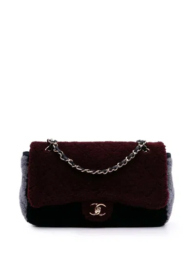 Pre-owned Chanel 2019 Medium Quilted Shearling Single Flap Shoulder Bag In Red