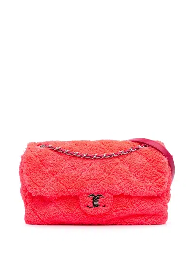 Pre-owned Chanel 2019 Medium Quilted Terry Cloth Coco Beach Flap Shoulder Bag