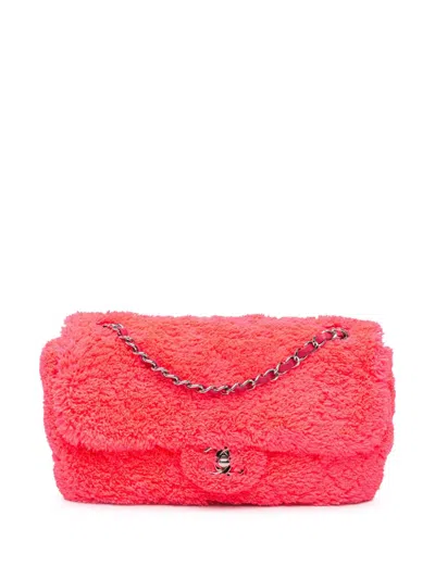 Pre-owned Chanel 2019 Medium Quilted Terry Cloth Coco Beach Flap Shoulder Bag In Pink