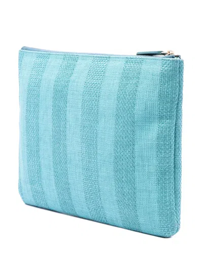 Pre-owned Chanel 2019 Medium Tweed Deauville O Case Clutch Bag In Blue