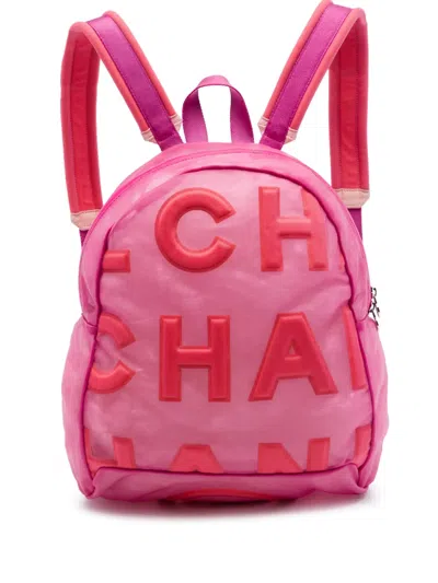 Pre-owned Chanel 2019 Mesh Logo Doudoune Backpack In Pink