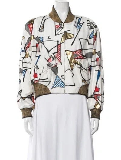Pre-owned Chanel 2019 Metiers D'art Collection Bomber Jacket In White