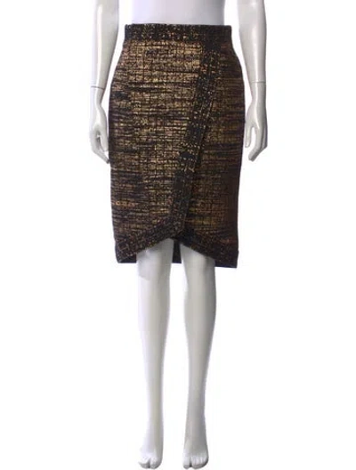Pre-owned Chanel 2019 Midi Length Skirt In Black/gold