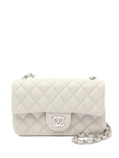 Pre-owned Chanel 2019 Mini Classic Flap Shoulder Bag In Gray