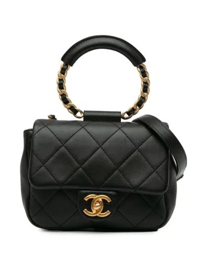 Pre-owned Chanel 2019 Mini In The Loop Flap Satchel In Black